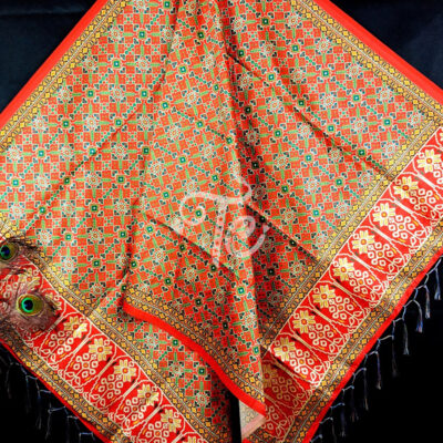 Orange and Green Patola Print Dupatta