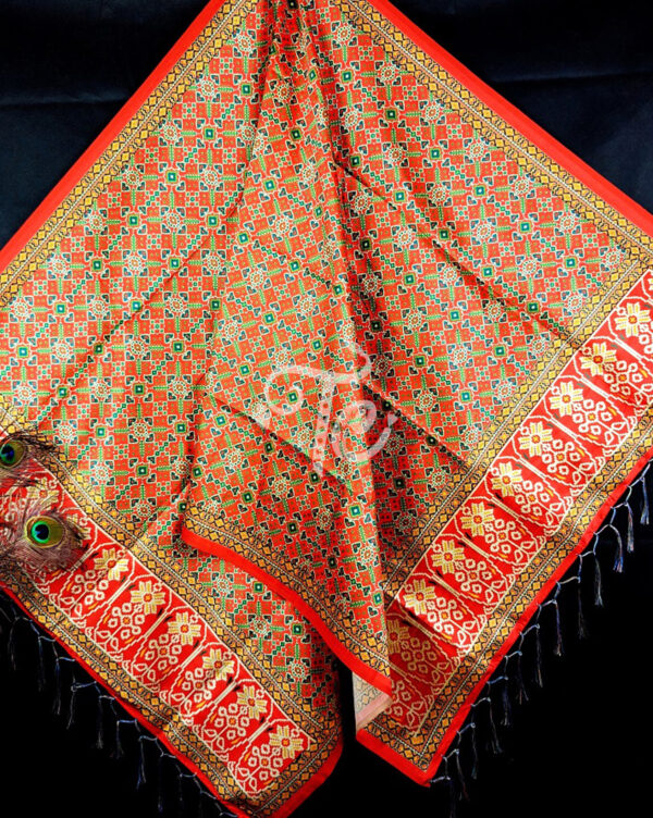 Orange and Green Patola Print Dupatta