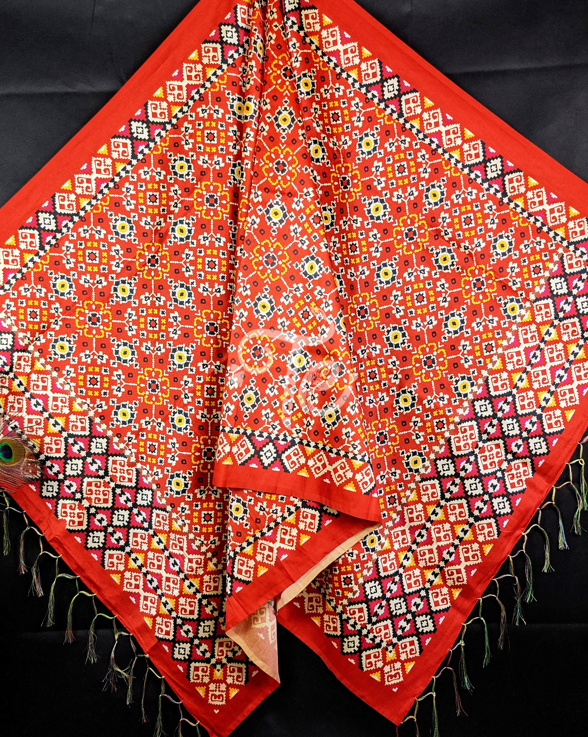 Red and Black Patola Print Dupatta