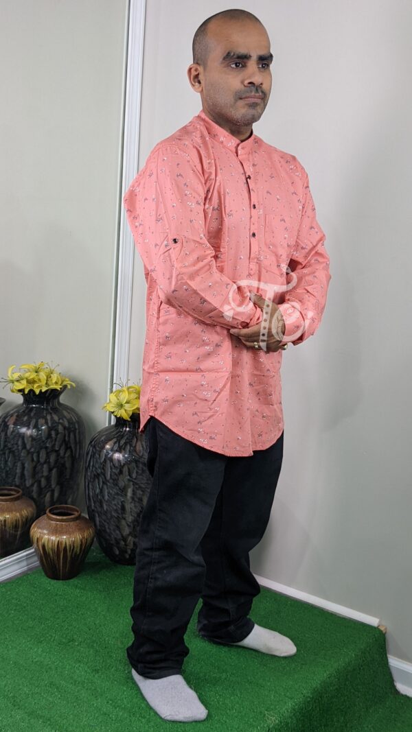 Peach Color Printed Short Kurta