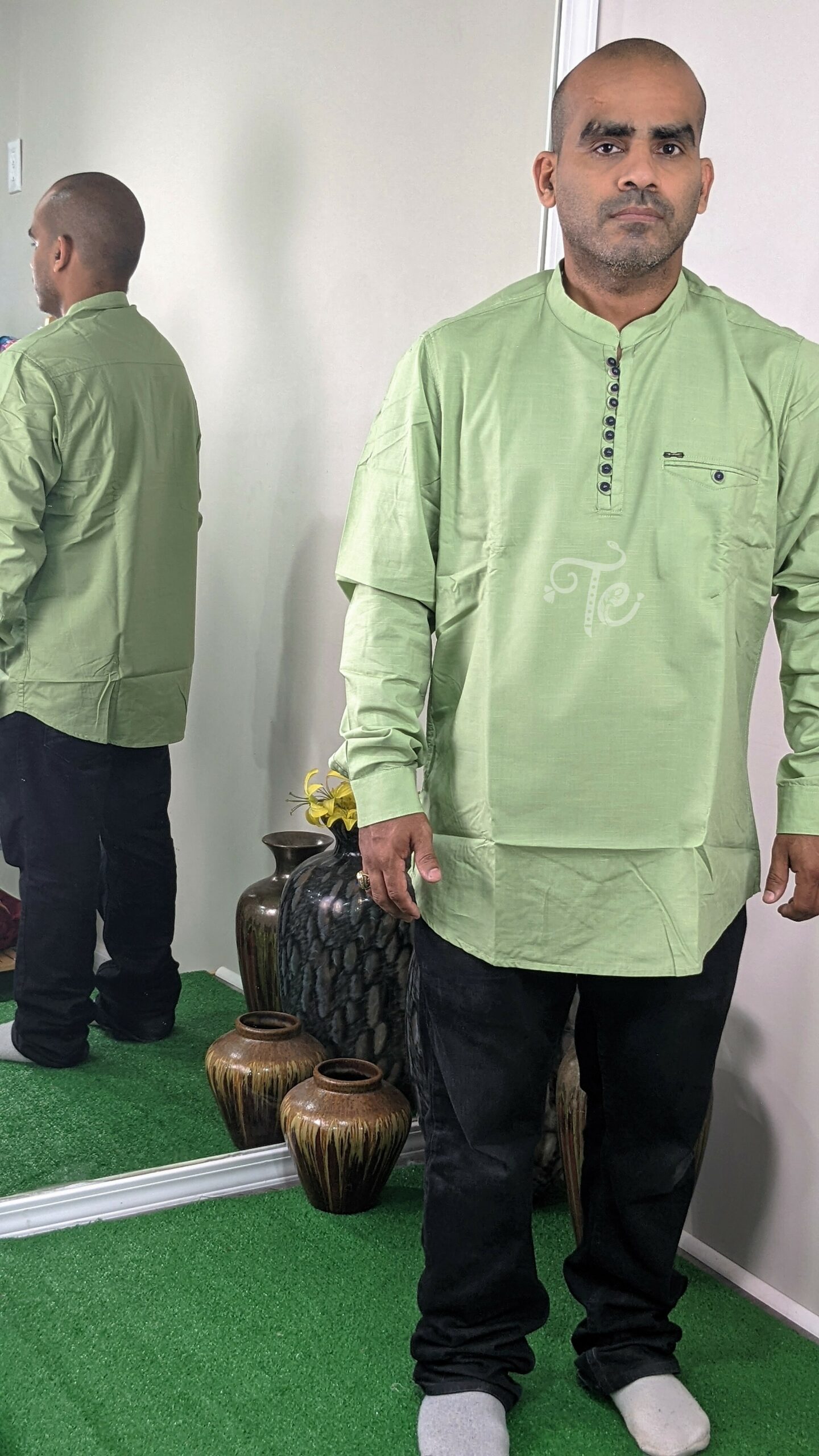 Light Green Color Plain Short Kurta