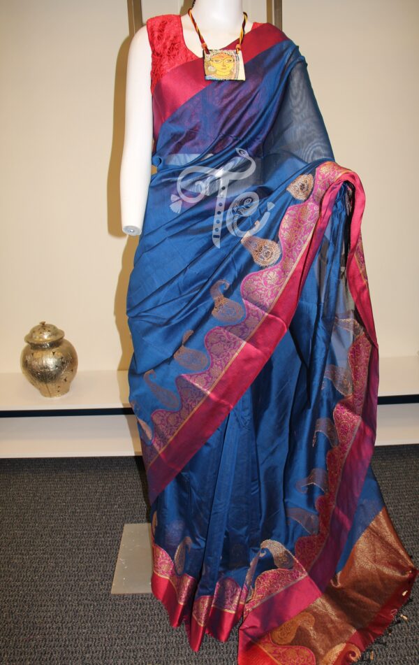 Royal Blue Kanchipuram Cotton Silk Saree