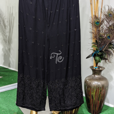 Black Palazzo Pants with Sequin and Chikan Embroidery work