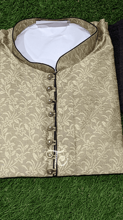 Black and Gold Banarasi Brocade Kurta - Payjama Set