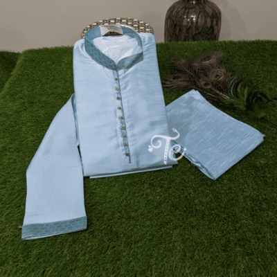 Sky Blue Color Art Silk Kurta - Payjama Set