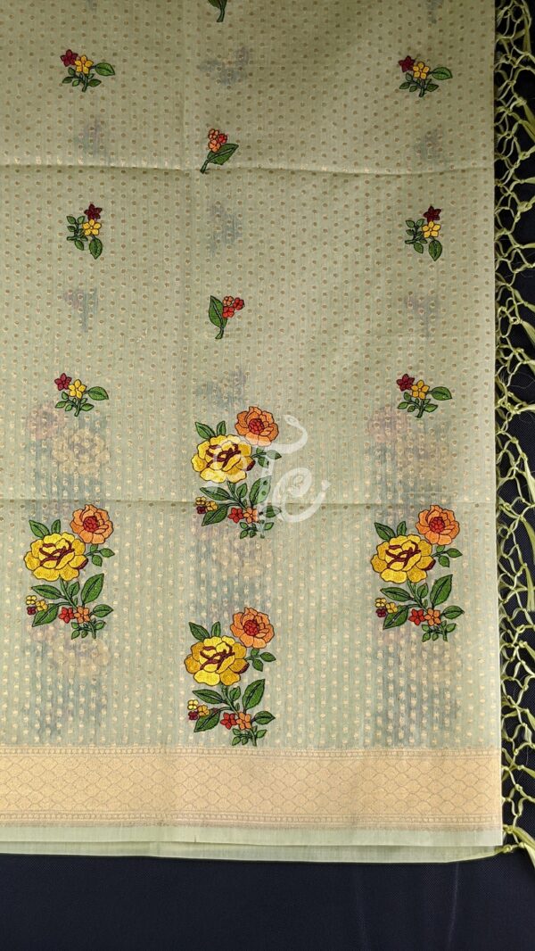 Pure Handloom Chanderi Silk Resham Embroidered Banarasi Dupatta/Stole