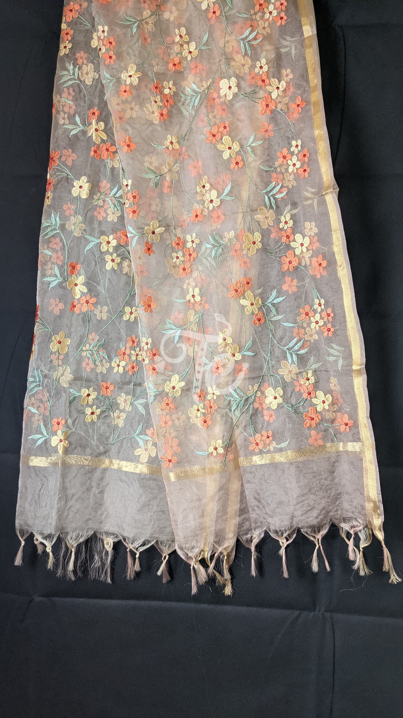 Organza Resham Embroidered Banarasi Dupatta/Stole