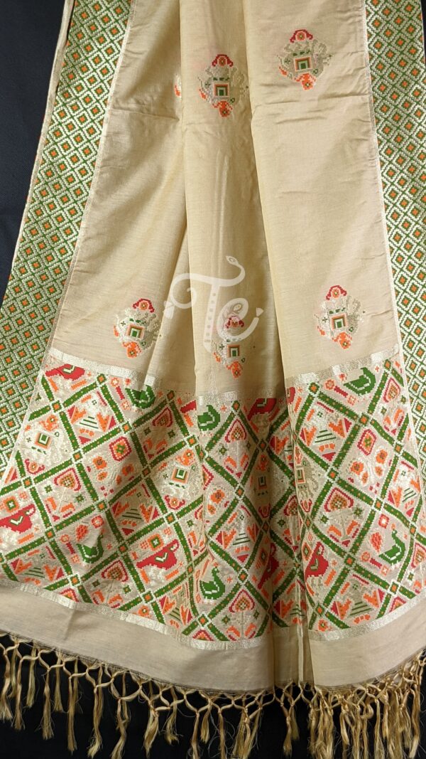 Pure Handloom Chanderi Silk Dupatta/Stole inspired with Patola weaves