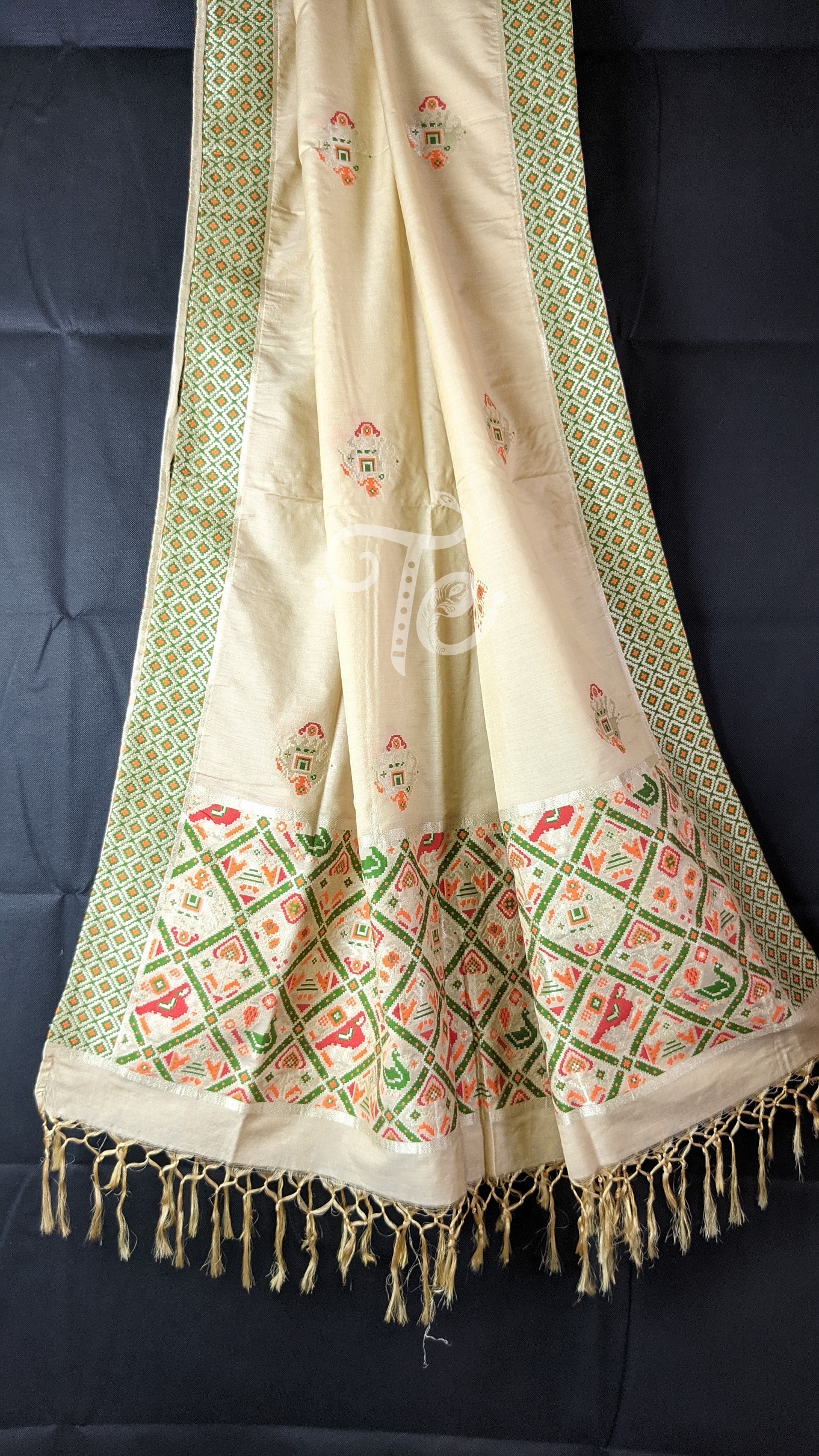 Pure Handloom Chanderi Silk Dupatta/Stole inspired with Patola weaves