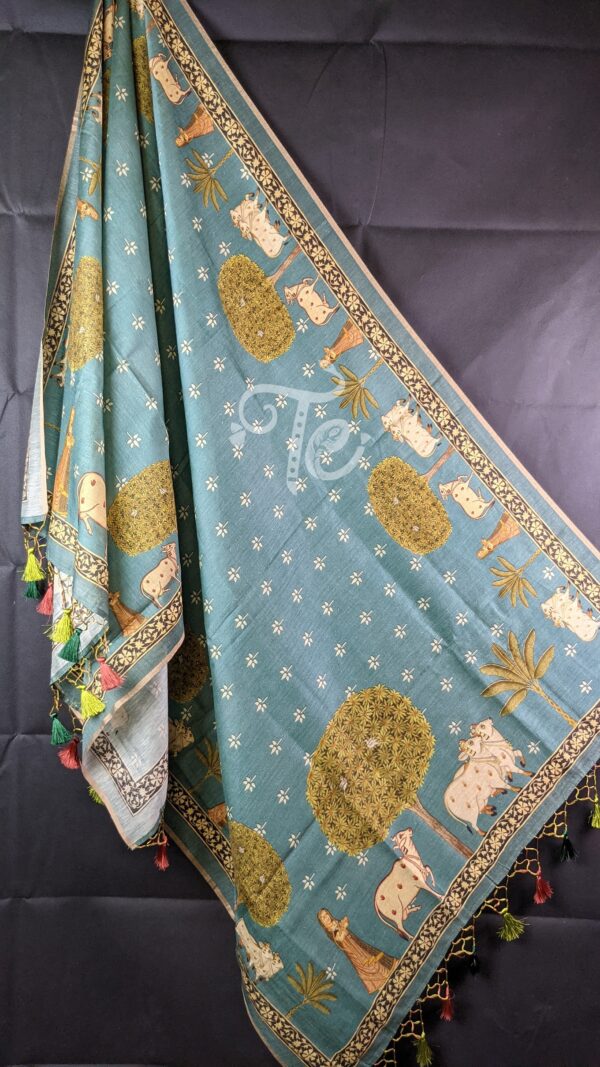 Pure Handloom Chanderi Silk Dupatta/Stole inspired with Pichwai Print