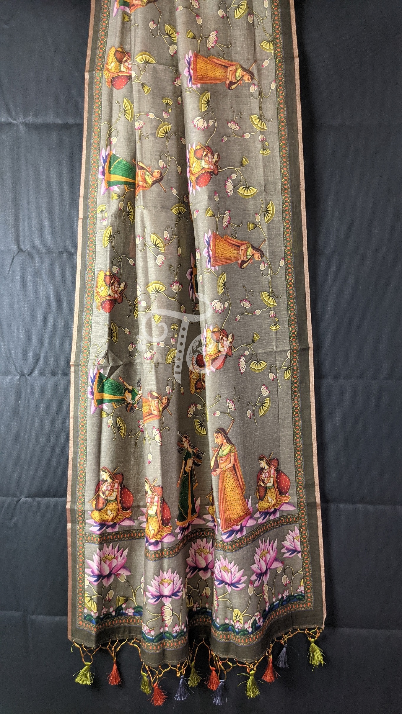 Pure Handloom Chanderi Silk Dupatta/Stole inspired with Pichwai Print